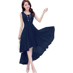 D-39 Burger Navy Blue Western Dress