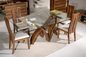 Rectangular Wooden Glass Table