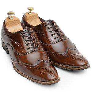 Synthetic Non Leather Caramel Brogue Shoes