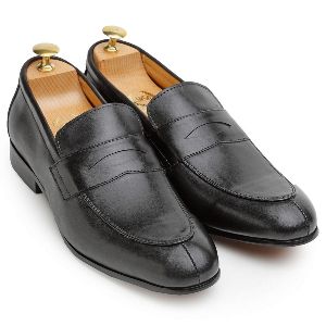 Pure Leather Classic Penny Black Slip Ons