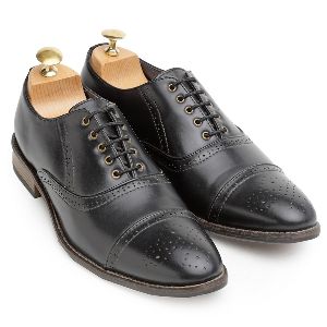 Faux Leather Oxford Black Brogue Shoes