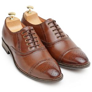 Faux Leather Oxford Brown Brogue Shoes