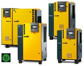Rotary screw compressors with belt drive