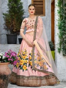 Pink Silk Festival Wear Sequins Work Lehenga Choli