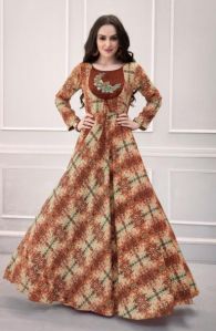 Printed Rayon Fancy Casual Wear Gown