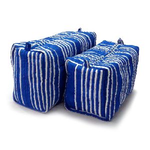 Blue Stripe Quilted Cosmetic Bag