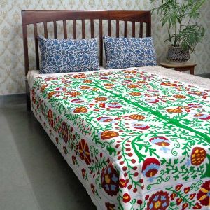 Cotton Fabric Suzani TWIN THROW Bedspread