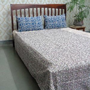 Floral Trellis Hand Embroidered Cotton Twin Size Kantha