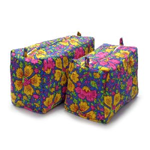 Multi Floral Quilted Cosmetic Bag