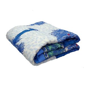 Palmeto Blue Printed Cotton Baby Quilt