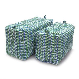 Tri Blue Green Quilted Cosmetic Bag