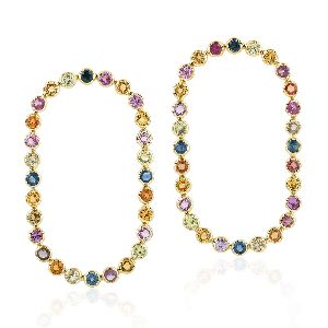18kt rose gold multi sapphire dangle earrings