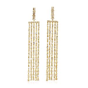 designer gold baguette diamond chandelier earrings