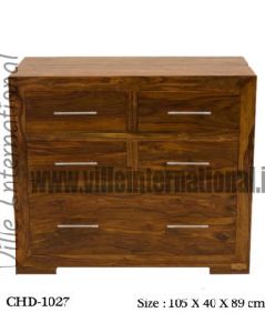 Contemporary Solid Wood Chest of Five Drawers in Honey oak Finish