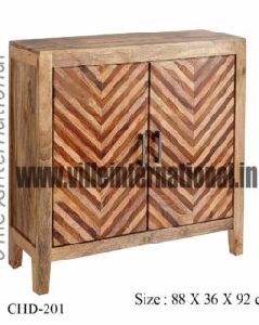 Kadhi Chevron Mango Wood Cabinet