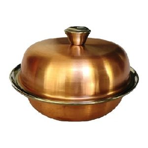 Stainless Steel Round Carry Dish With Copper Plating