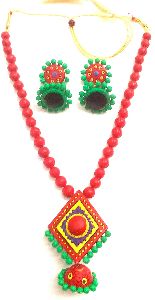 Megnificient Designer Terracotta Necklace painted in earthy hues