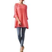 Tomato Red Georgette Long Top