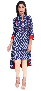 Zig Zag Print High Low Hemline Kurti