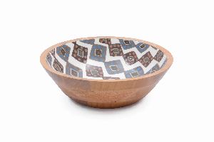 Exotic Diamond Pattern Wooden Bowl