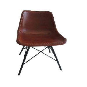 IRON CHAIR WITH LEATHER SEAT