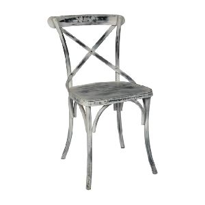 IRON PIPE CHAIR WITH DISTRESSED FINISH GIVING RETRO LOOK