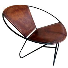 IRON ROUND CHAIR WITH LEATHER