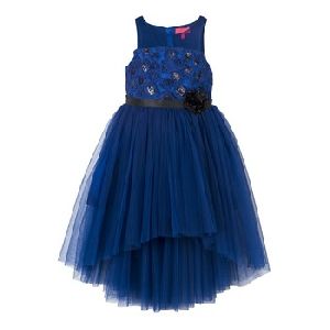 Blue Ribbon Roses Girls party Dress, new design baby girls dress, Frock