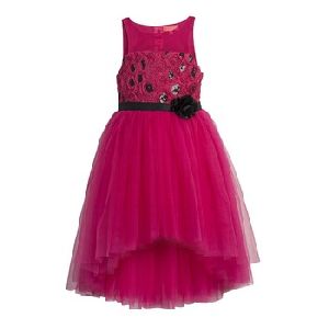 Pink Ribbon Roses Girls party Dress, frocks for 12 years girl
