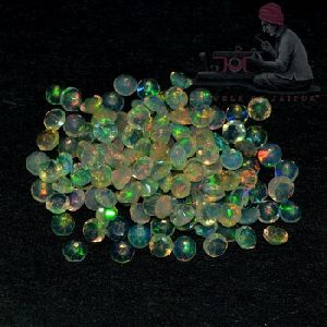 Round Faceted Cut Multi Fire Opal Color Loose Gemstone