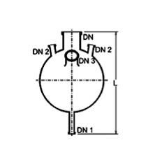 Four Neck Bottom Outlet Spherical Vessel