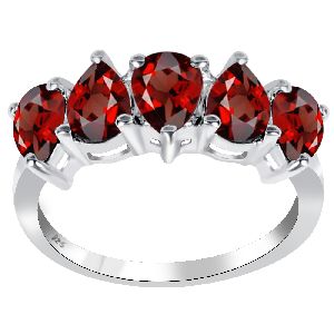 Exclusive garnet 925 sterling silver five stone ring