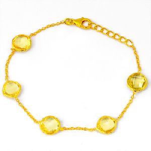 sterling silver 14k gold plated citrine gemstone bracelet