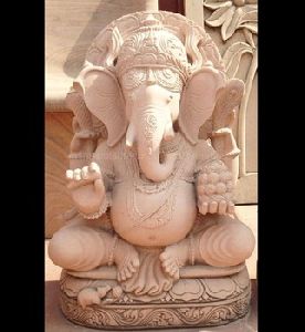 Antique Natural Marble Handcarved Lord Ganesh Statue