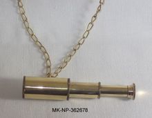 Brass Nautical Spy Telescope Pendant Necklace