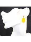 24K Gold Plated Egg Yellow Chalcedony Top Round Ball Drop Dangle Earring Jewelry