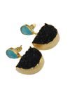 Agate Druzy & Pear Sky Blue Chalcedony Gold Plated Drop Earring