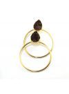 Brown Natural Sugar Druzy 24k Gold Plated Pear Shape Hoop Earring Jewelry