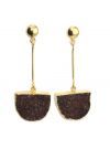 Brown Natural Sugar Druzy Drop DangleLong Wire D Shape Earring