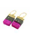 Electroplated Pink Natural Agate Druzy Drop Dangle Earring