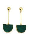 Green Natural Sugar Druzy Drop Dangle Gold Plated Long Wire D Shape Earring Jewelry
