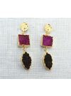 natural agate druzy gold plated earring
