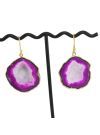 Natural Pink Geode Druzy Earring 24k Gold Plated Earring Jewelry Gift For Her