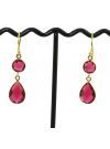 Pear & Round Pink Quartz Hook Drop Dangle Earring Jewelry