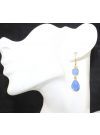 Swiss Blue Chalcedony Hook Gold Plated Drop Dangle Earring