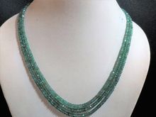 Natural zambian emerald Faceted Rondelle Gemstone Bead Necklace