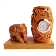 handmade wooden elephant pen holder watch table top