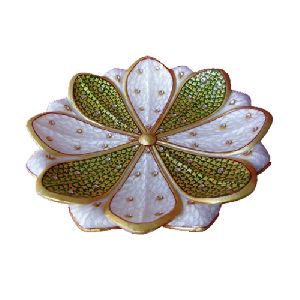 Marble Lotus Floral Plate Green