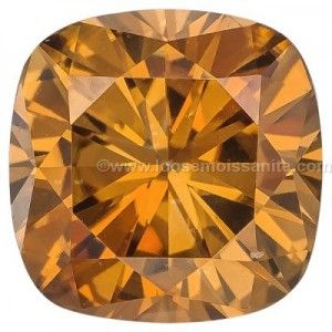 1 carat orange cognac color cushion cut loose moissanite for engagement ring