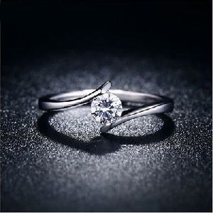 round white genuine moissanite engagement ring in 925 sterling silver